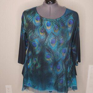 Indigo Soul Women's Peacock Blouse 2XL Plus